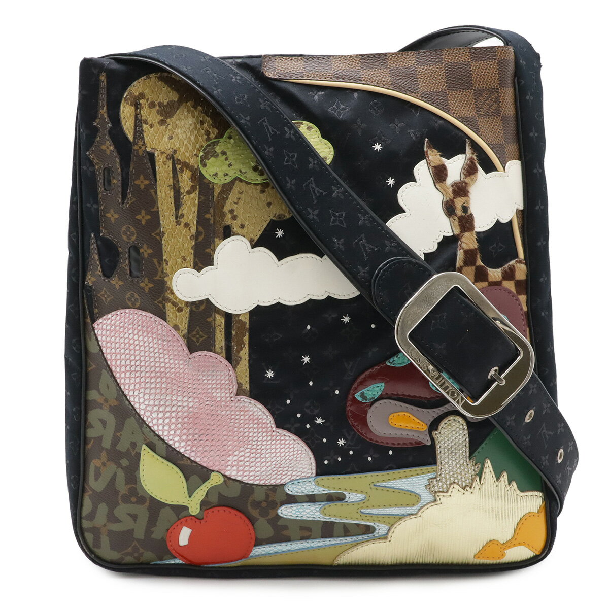 LOUIS VUITTON - LOUIS VUITTON ルイ ヴィトン モノグラムサテン コント ドゥ フェ ブザス ショルダーバッグ 斜め掛け ノワール 黒 ブラック M92276 【中古】