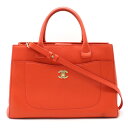 CHANEL シャネル ネオ エグゼクティブライン ココマーク ハンドバッグ 2WAY ショルダーバッグ キャビアスキン レザー オレンジ A69930 【中古】