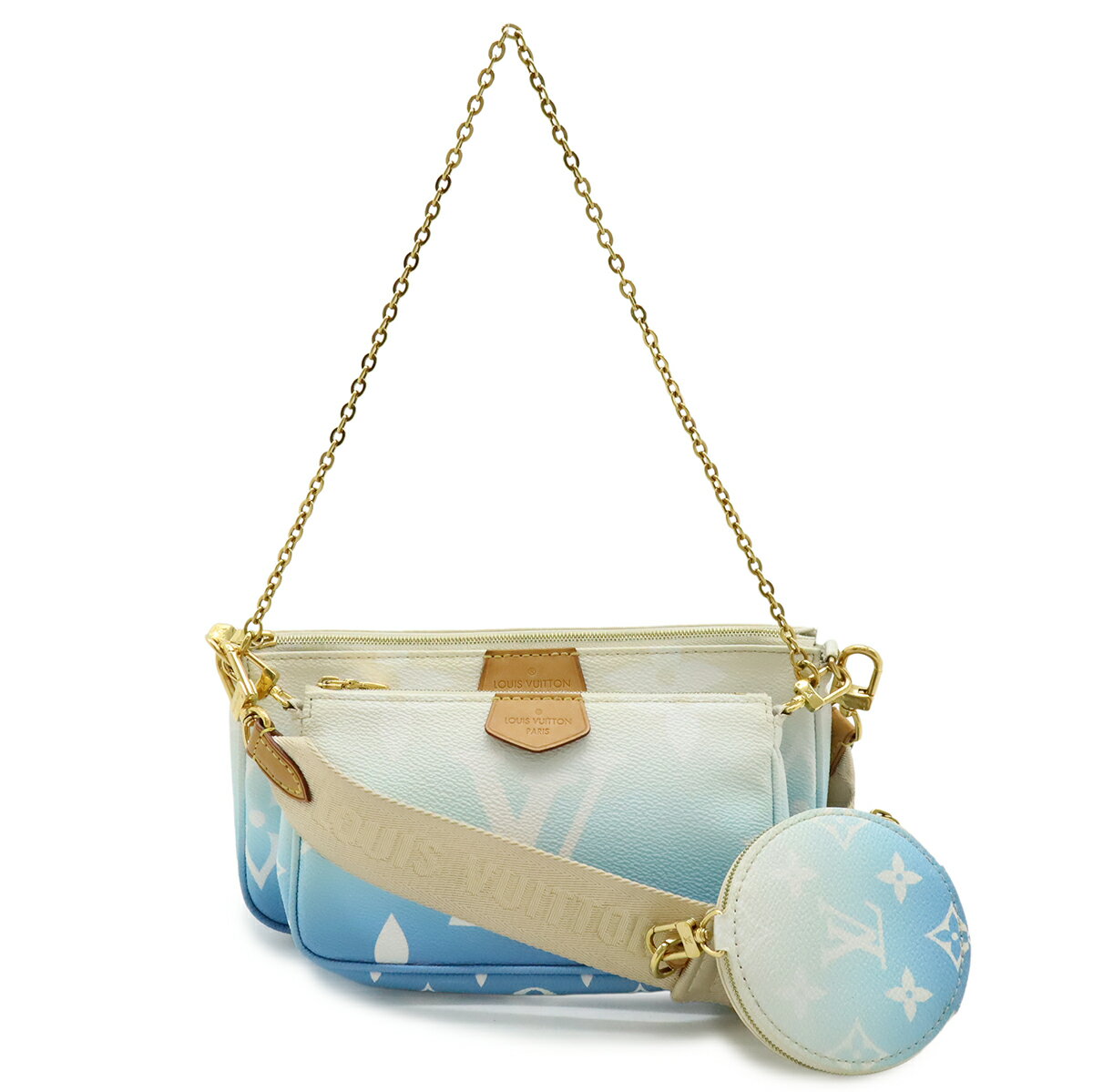 LOUIS VUITTON ルイ ヴィトン モノグラムジャイアント ミュルティ ポシェット アクセソワール ショルダーバッグ 2WAY ポーチ ブルー M57633 【中古】