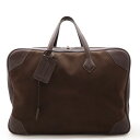 HERMES エルメス ヴィクトリア50 ボストンバッグ 旅行カバン トラベルバッグ キャンバス レザー ダークブラウン 茶 □G刻印 【中古】