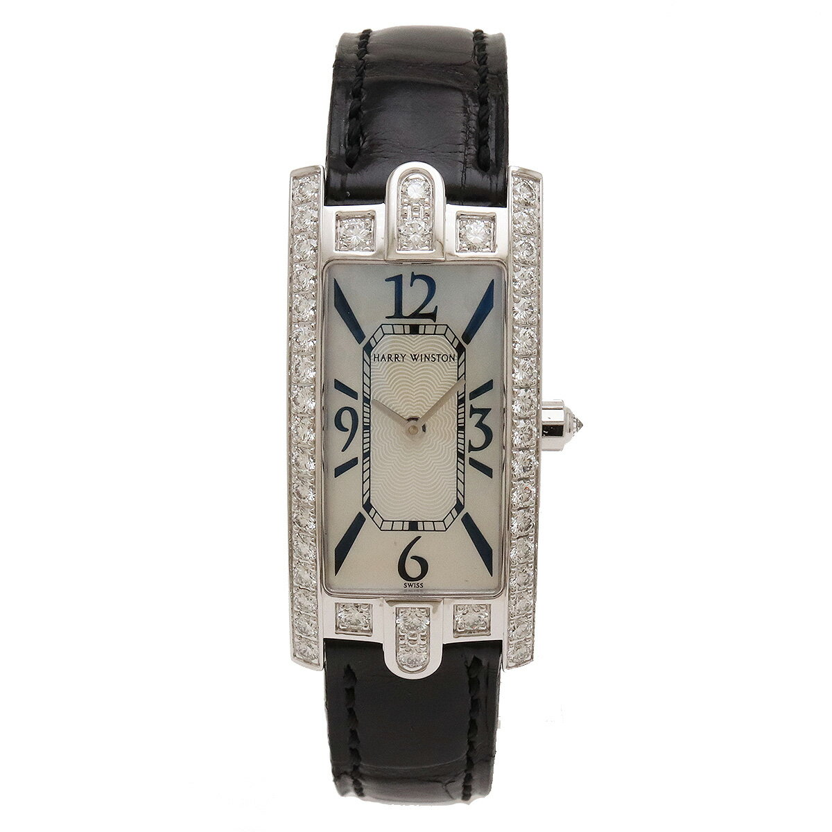 HARRY WINSTON ハリー ウィンストン アヴェニュー Cミニ K18WG ダイヤモンド シェル文字盤 レディース クォーツ 腕時計 AVCQHM19WW018 【中古】
