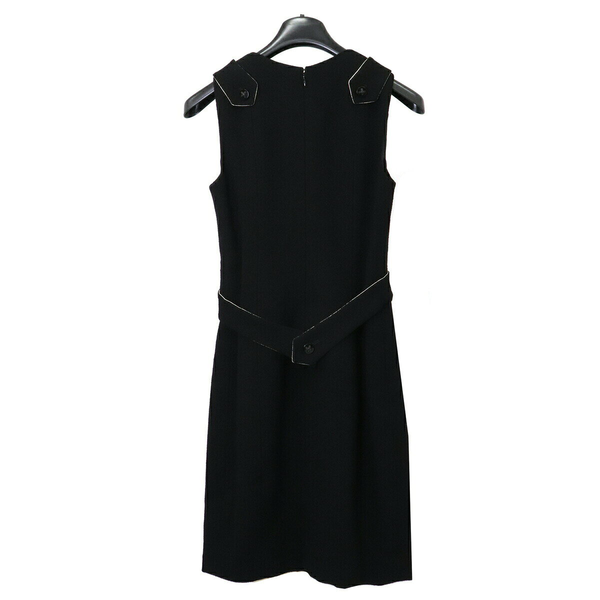 CHANEL シャネル ノースリーブ ワンピース 膝丈 ウール ブラック 黒 #34 06A クリーニング済 【中古】