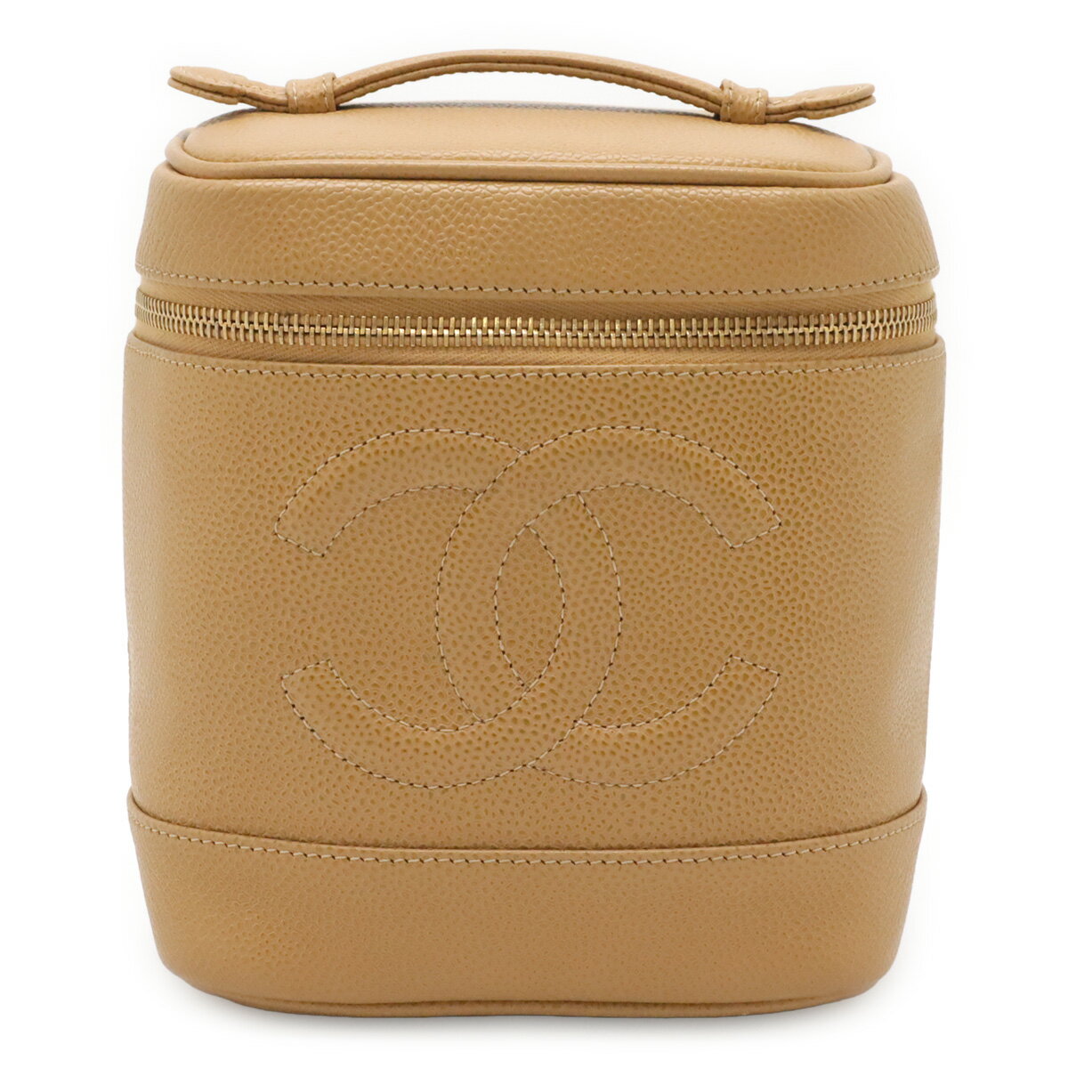 Rakuten - CHANEL シャネル ココマーク バニティバッグ ハンドバッグ 化粧ポーチ コスメポーチ キャビアスキン レザー ベージュ ゴールド金具 A01998 【中古】