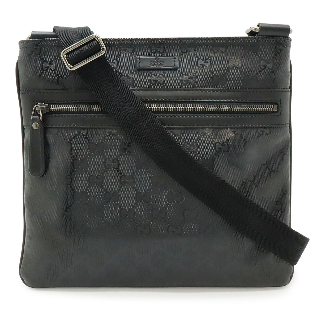 樂天商城 - GUCCI グッチ GGインプリメ ショルダーバッグ 斜め掛けショルダー PVC レザー ブラック 黒 シルバー金具 295257 【中古】
