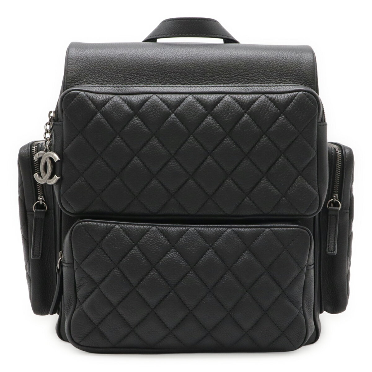 Rakuten - CHANEL シャネル マトラッセ カジュアルロック バックパック リュックサック キャビアスキン レザー ブラック 黒 シルバー金具 【中古】