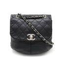 CHANEL シャネル ココマーク マトラッセ チェーンショルダー ショルダーバッグ レザー ブラック 黒 シルバー金具 【中古】