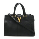 YVES SAINT LAURENT イヴ サン ローラン YSL イブサンローラン Yライン カバスシック ミニ ハンドバッグ レザー ブラック 黒 ゴールド...