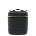 CHANEL シャネル ココマーク バニティバッグ ハンドバッグ 化粧ポーチ コスメポーチ キャビアスキン レザー ブラック ゴールド金具 A01998 【中古...