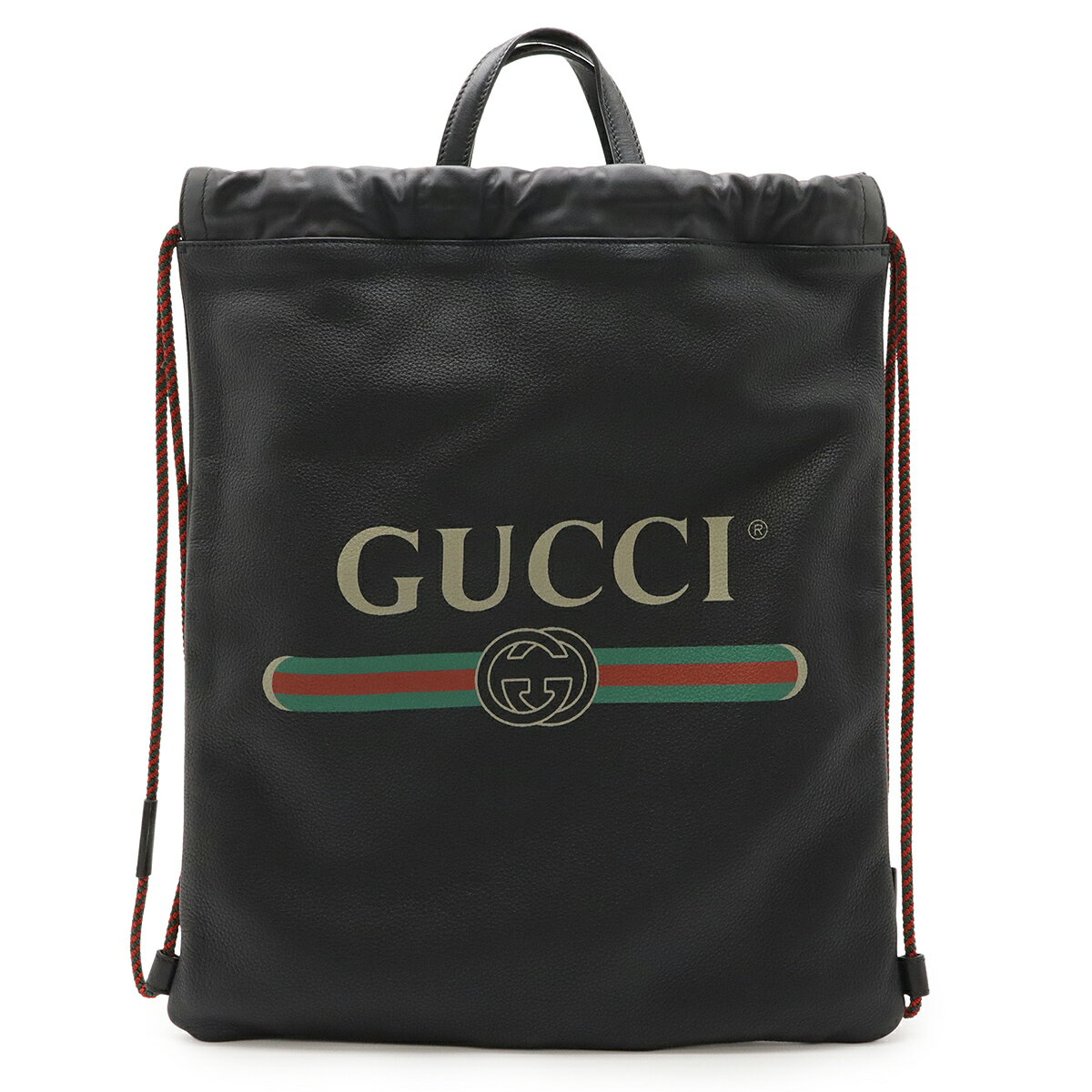 GUCCI グッチ グッチプリント ココ キャピタン ドローストリング バックパック リュックサック 2WAY トートバッグ レザー ブラック 黒 494053 【中古】