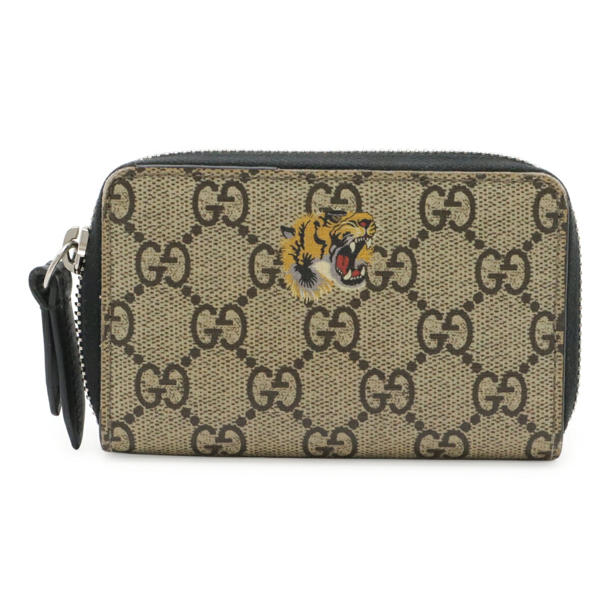 Other - GUCCI グッチ ベスティアリー GGスプリーム ラウンドファスナー コインケース 小銭入れ コインパース タイガープリント トラ PVC ベージュ 546354 【中古】