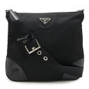 PRADA プラダ トライアングルロゴ ショルダーバッグ 斜め掛け ナイロン レザー NERO 黒 ブラック シルバー金具 【中古】