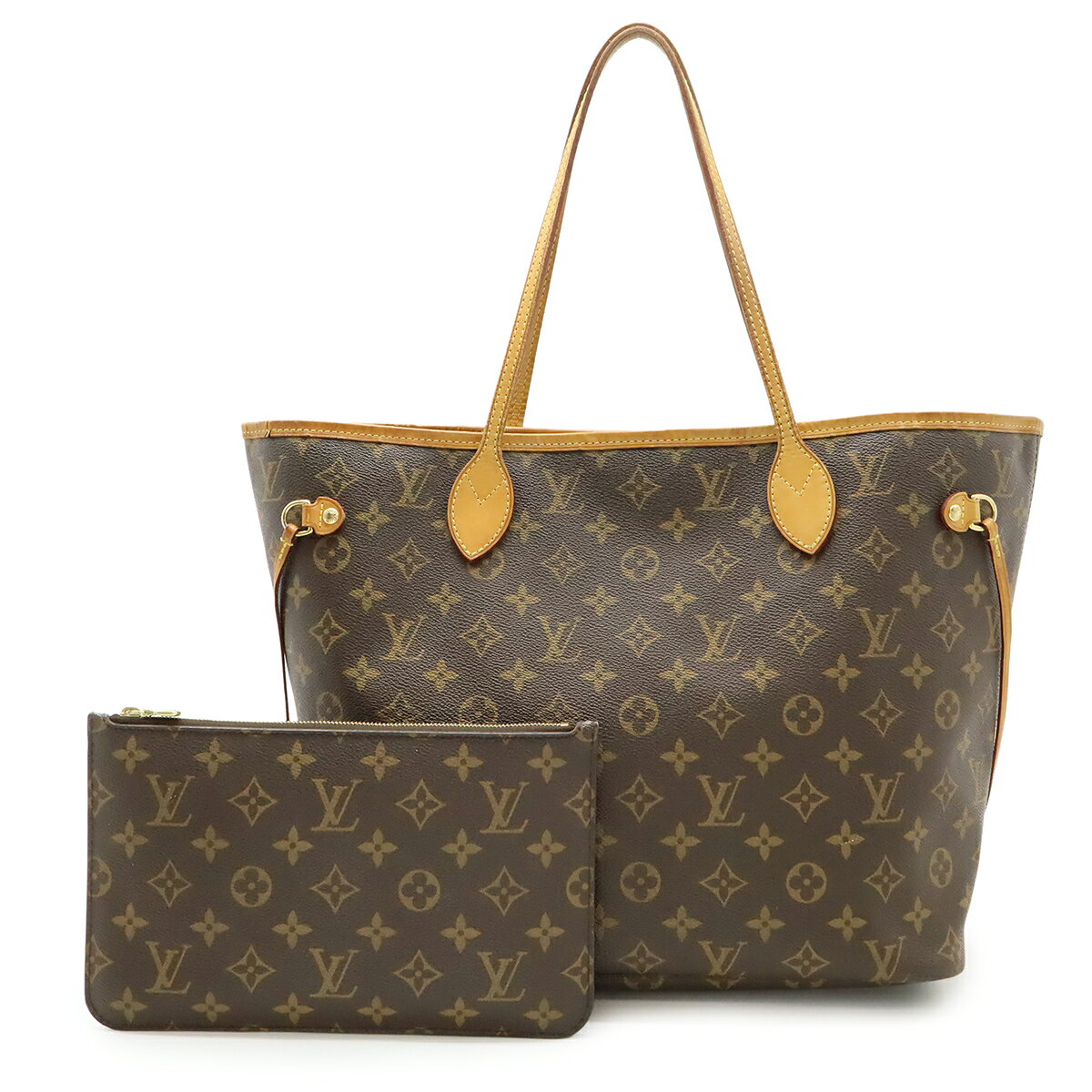 VANESSA BRUNO - LOUIS VUITTON ルイ ヴィトン モノグラム ネヴァーフルMM トートバッグ ラージトート ショルダーバッグ 肩掛け ブラウン ポーチ付き M40995 【中古】