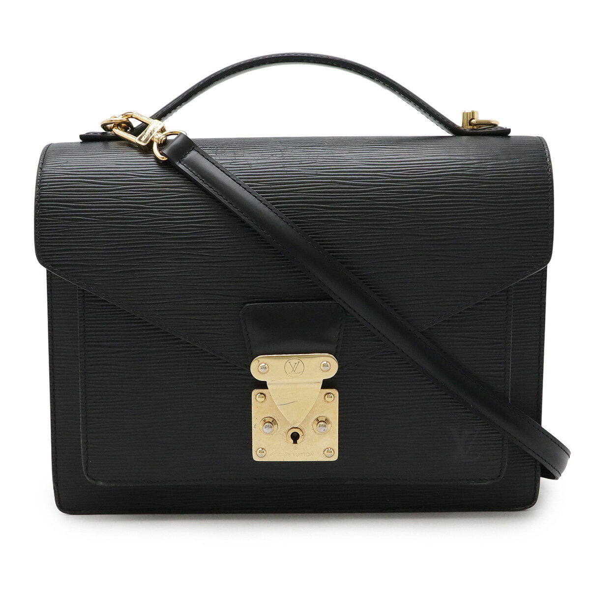 LOUIS VUITTON ルイ ヴィトン エピ モンソー セカンドバッグ ハンドバッグ 2WAYショルダー ノワール ブラック ゴールド金具 ベタなし 鍵欠品 M52122 【中古】