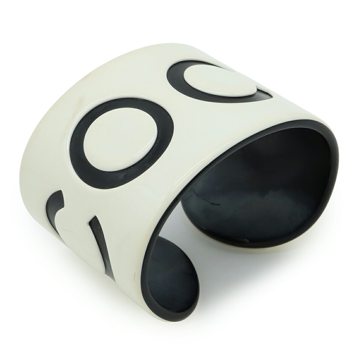 CHANEL シャネル COCO ココマーク バングル オープンバングル ブレスレット プラスチック ホワイト 白 ..