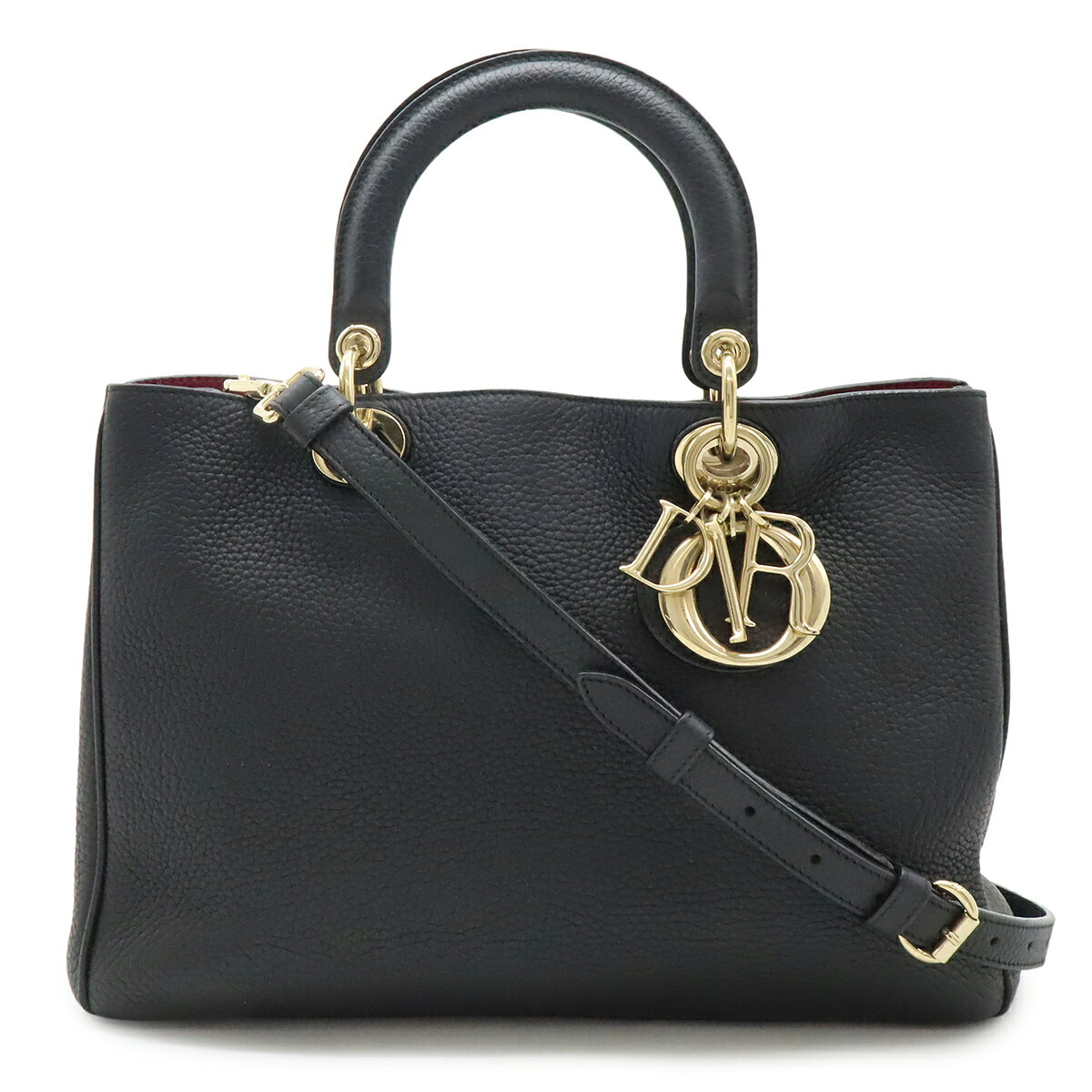 Christian Dior クリスチャン ディオール ディオリッシモ ハンドバッグ トートバッグ 2WAY ショルダーバッグ レザー ブラック 黒 ポーチ付き 【中古】