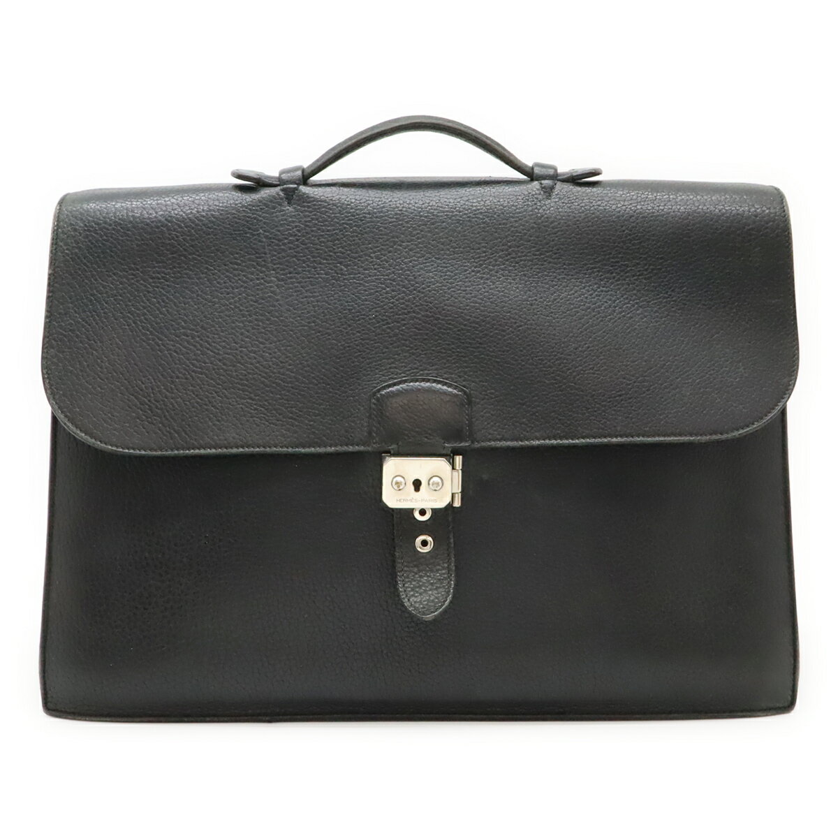 Attache Case - HERMES エルメス サックアデペッシュ41 ビジネスバッグ ブリーフケース 書類カバン トゴ レザー ブラック 黒 シルバー金具 鍵欠品 【中古】