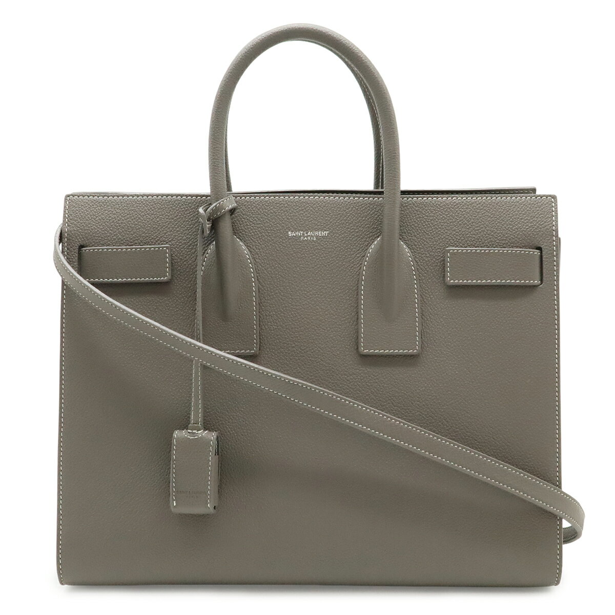Rakuten - SAINT LAURENT PARIS サン ローラン パリ YSL サックドジュール スモール ハンドバッグ 2WAY ショルダー レザー グレー 378299 【中古】
