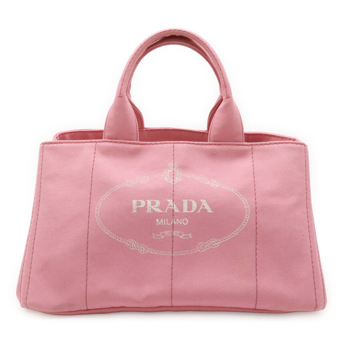 PRADA プラダ CANAPA カナパ トートバッグ ハンドバッグ ラージトート キャンバス GERANIO ピンク ゴールド金具 海外ブティック購入品 B1872B 【中古】