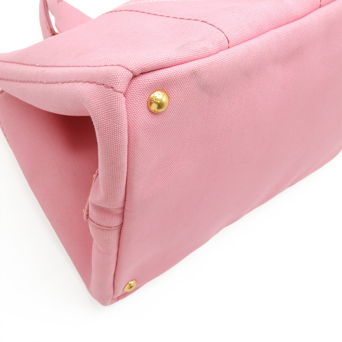 PRADA プラダ CANAPA カナパ トートバッグ ハンドバッグ ラージトート キャンバス GERANIO ピンク ゴールド金具 海外ブティック購入品 B1872B 【中古】
