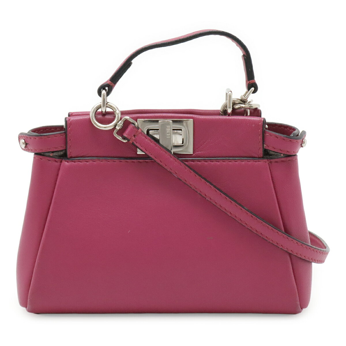 Rakuten - FENDI フェンディ マイクロ ピーカブー ハンドバッグ ミニバッグ 2WAY ショルダーバッグ 斜め掛け レザー ローズパープル シルバー金具 8M0355 【中古】