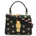 GUCCI グッチ シルヴィ BEE ビー スター 星 プリント シェリーライン ミニバッグ ハンドバッグ 2WAY ショルダーバッグ レザー ブラック 470...