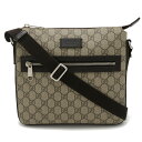 GUCCI グッチ GGスプリーム ショルダーバッグ 斜め掛け PVC レザー ベージュ ダークブラウン 茶 シルバー金具 406410 【中古】