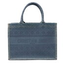 【バッグ】Christian Dior クリスチャン ディオール カナージュ ブックトート DIOR BOOK TOTE ミディアム トートバッグ キャンバス ブルー M1296ZREY 【中古】