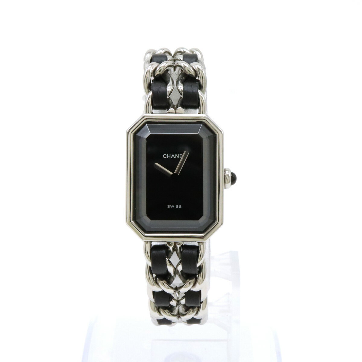 CHANEL シャネル プルミエール ブラック文字盤 Mサイズ SS 革 レディース 腕時計 H0451 【中古】