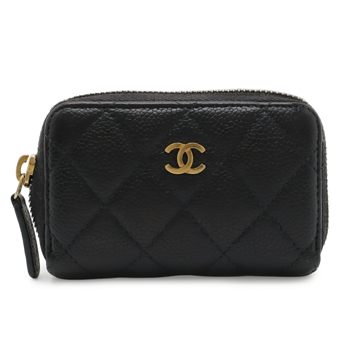 CHANEL シャネル マトラッセ ココマーク コインケース 小銭入れ コインパース キャビアスキン レザー ブラック 黒 ゴールド金具 A69271 【中古】
