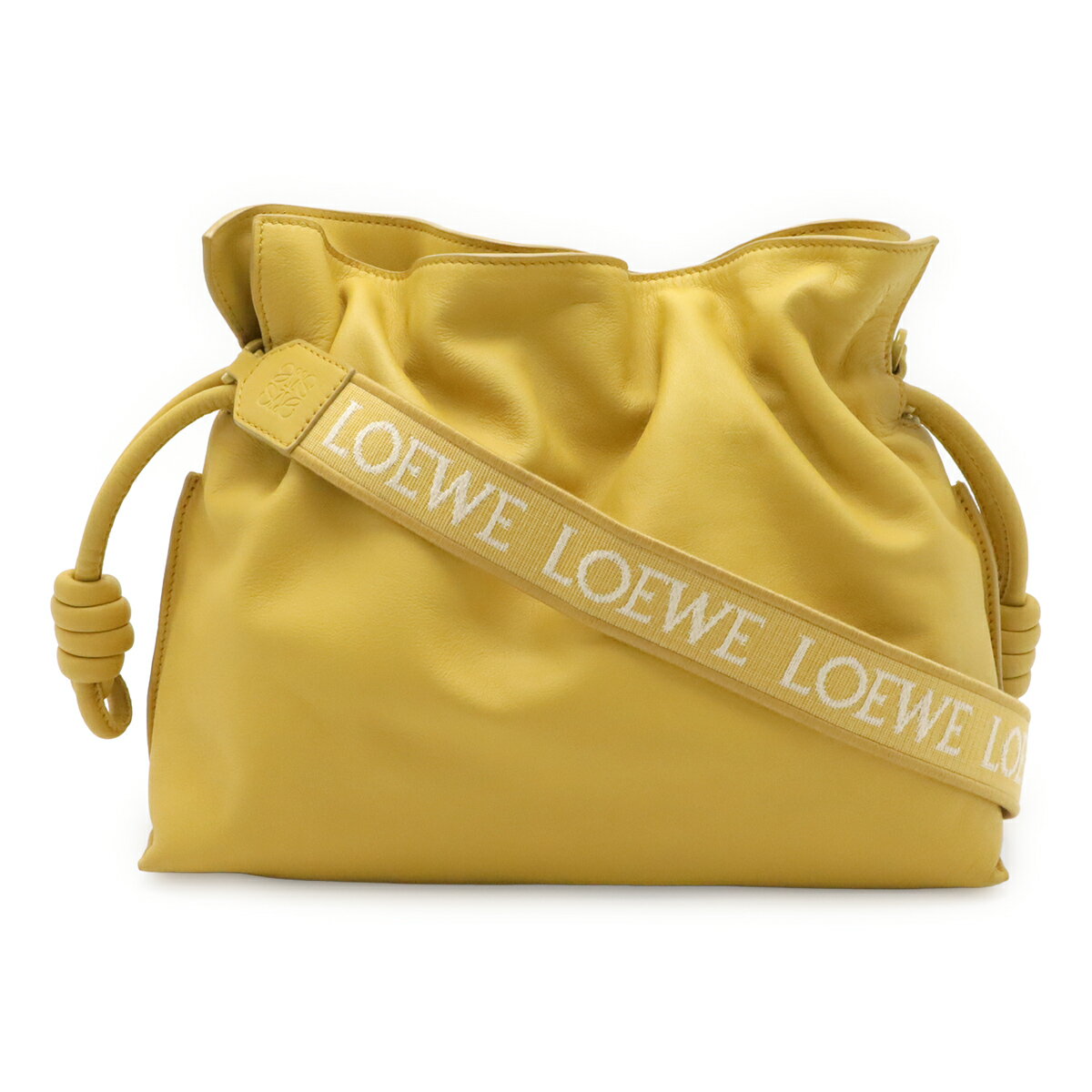 Rakuten - LOEWE ロエベ フラメンコクラッチ ナノ ポシェット ショルダーバッグ ロゴ 斜め掛け 2WAY 巾着 ナッパカーフ レザー イエロー 黄色 A411FC1X83 【中古】