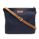 GUCCI グッチ GGナイロン ショルダーバッグ 斜め掛け レザー ネイビー 紺 314529 【中古】