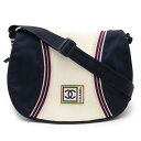CHANEL シャネル スポーツライン ココマーク ショルダーバッグ メッセンジャーバッグ 斜め掛け ナイロンキャンバス ネイビー 紺 アイボリー 【中古】