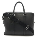 PRADA プラダ トライアングルロゴ ブリーフケース 書類カバン ビジネスバッグ レザー NERO 黒 ブラック シルバー金具 【中古】