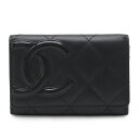 CHANEL シャネル カンボンライン ココマーク カードケース パスケース 名刺入れ カーフスキン レザー エナメル ブラック 黒 A50081 【中古】