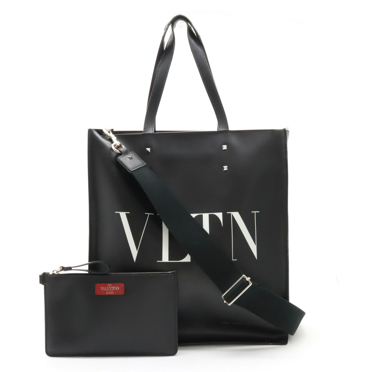 【バッグ】VALENTINO GARAVANI ヴァレンティノ ガラヴァーニ ヴァレンチノ バレンチノ VLTN スタッズ トートバッグ 2WAY レザー ブラック TY2B0731WJW 【中古】