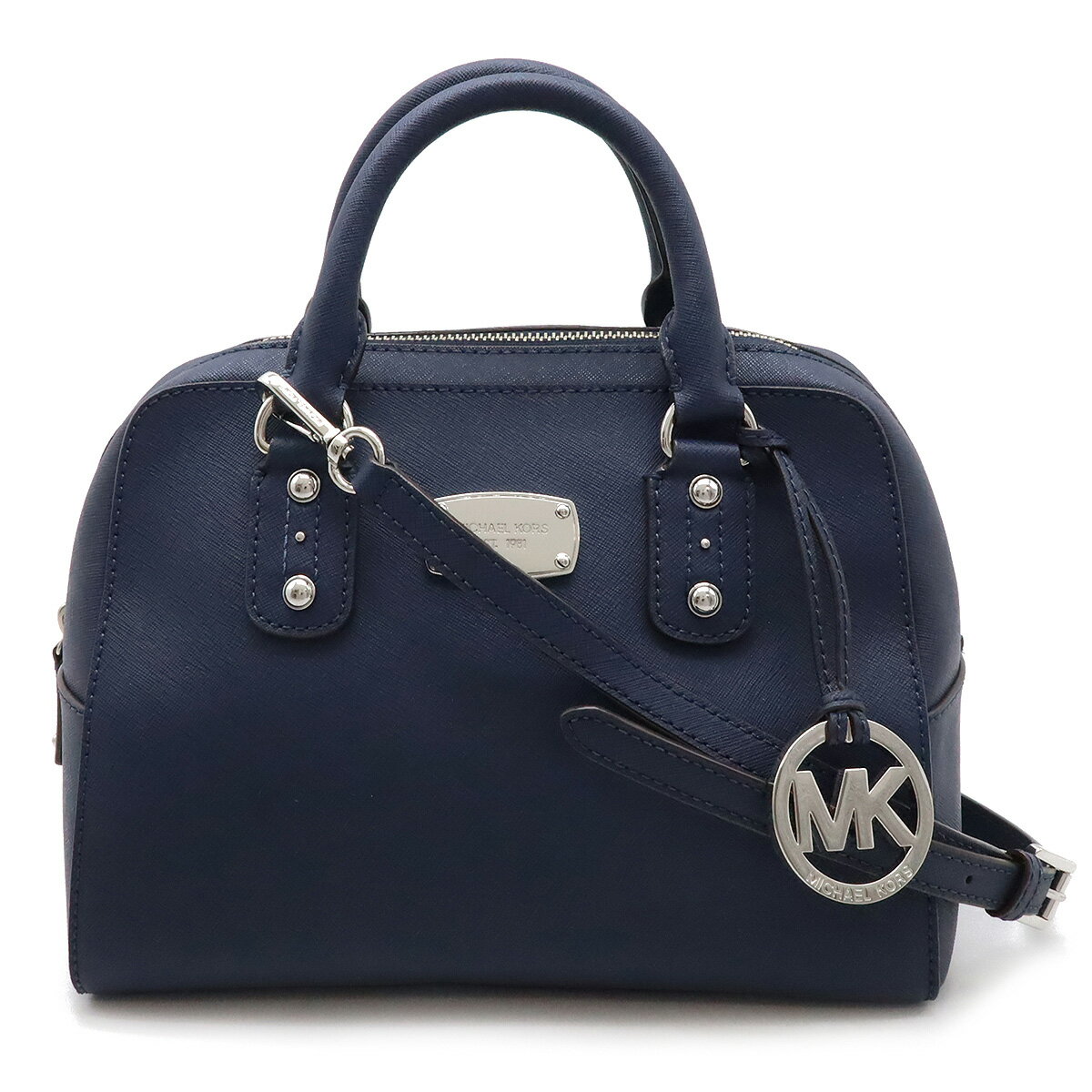 MICHAEL KORS マイケル コース マイケルコース ハンドバッグ 2WAY ショルダーバッグ 斜め掛け レザー ネイビー 紺 シルバー金具 35S3SSAS1L 【中古】