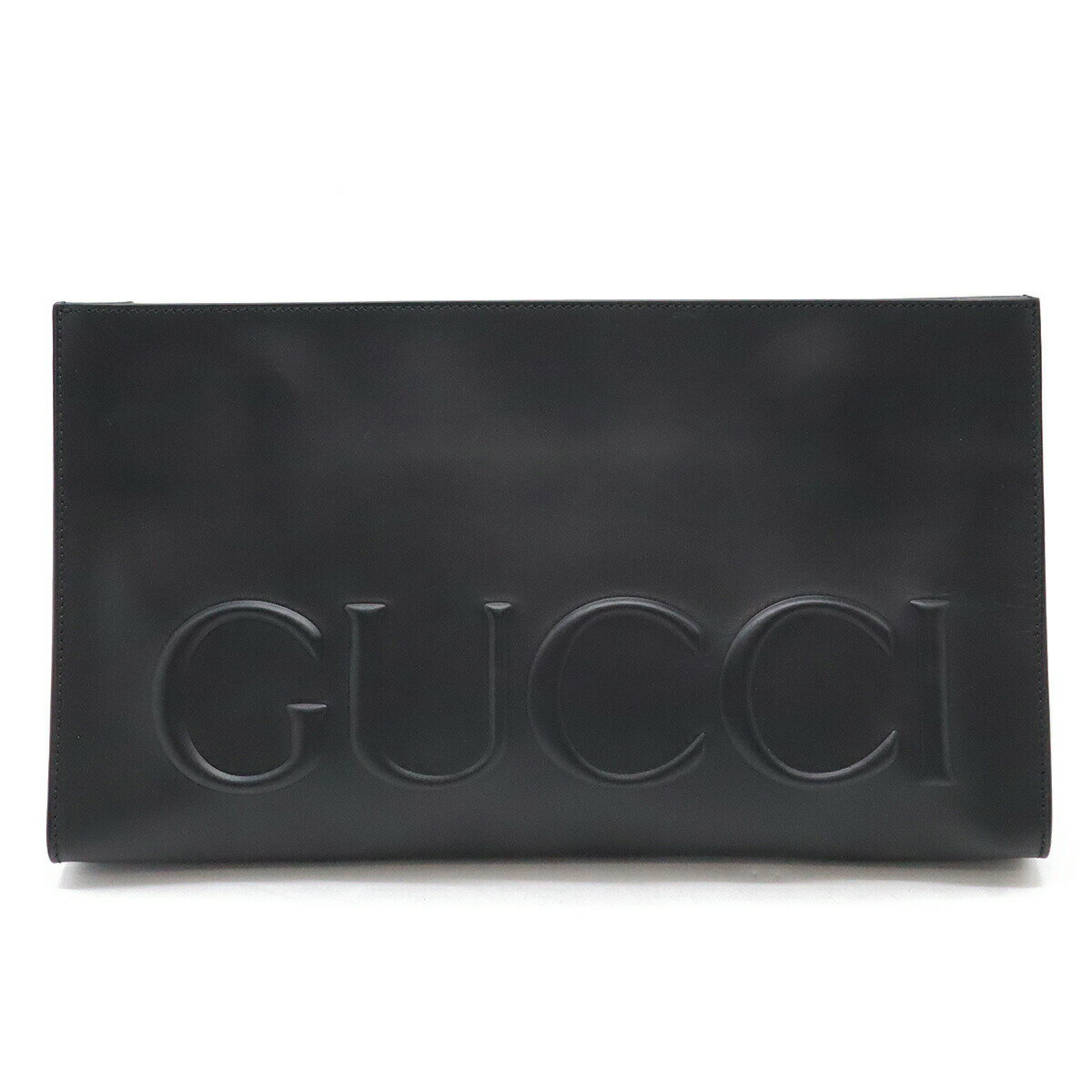 GUCCI グッチ ロゴエンボス クラッチバッグ セカンドバッグ レザー ブラック 黒 409382 【中古】