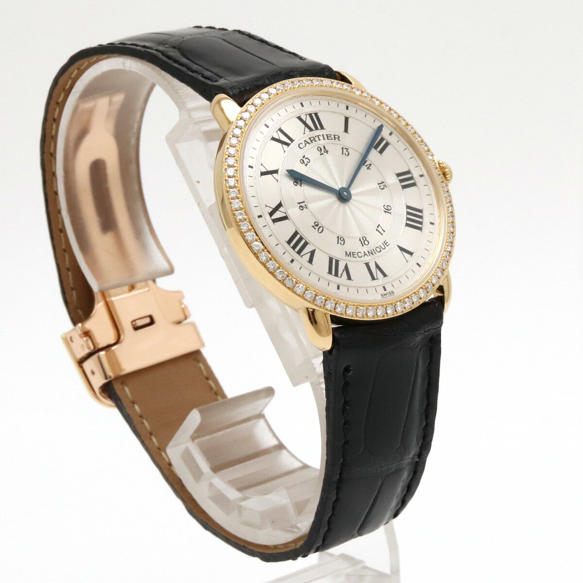 Cartier カルティエ ロンド ルイ 18K750 ダイヤベゼル メンズ 手巻き 腕時計 【中古】