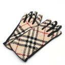 【アパレル】BURBERRY バーバリー ノバチェック グローブ 革手袋 レザー ウール ブラック 黒 ベージュ レッド 赤 #7 【中古】