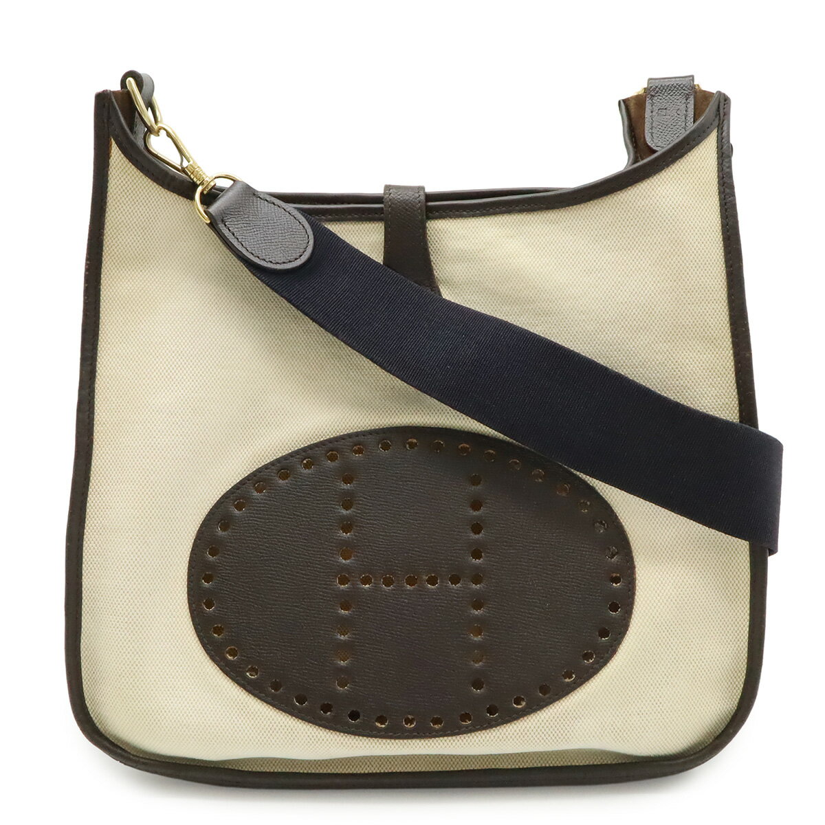 HERMES - HERMES エルメス エヴリンGM エブリンI エブリン1 ショルダーバッグ 斜め掛けショルダー トワルアッシュ レザー ナチュラル ダークブラウン □F刻印 【中古】