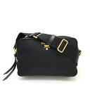 PRADA プラダ ショルダーバッグ ポシェット 斜め掛け 2WAY ポーチ クラッチバッグ ナイロン レザー NERO ブラック 黒 ゴールド金具 1BH08...