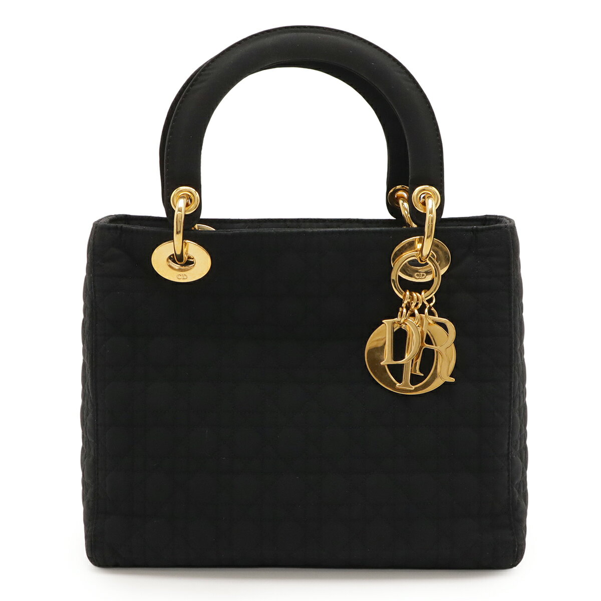 Christian Dior クリスチャン ディオール レディディオール カナージュ ハンドバッグ ミニバッグ トートバッグ ナイロン ブラック 黒 ゴールド金具 【中古】