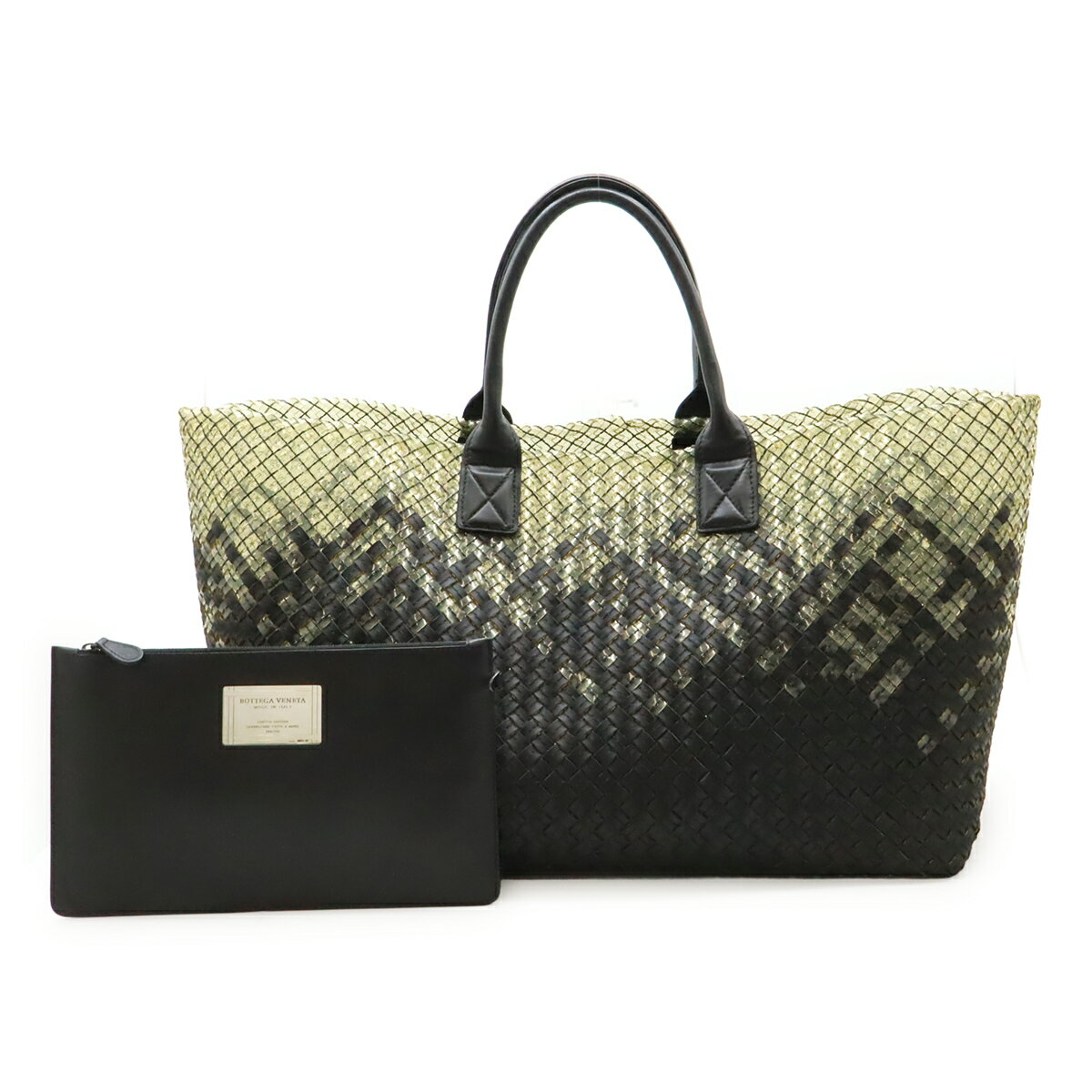 Rakuten - BOTTEGA VENETA ボッテガ ヴェネタ イントレチャート グラデーション カバGM トートバッグ PVC レザー クリア ブラック ポーチ付き 113129 【中古】
