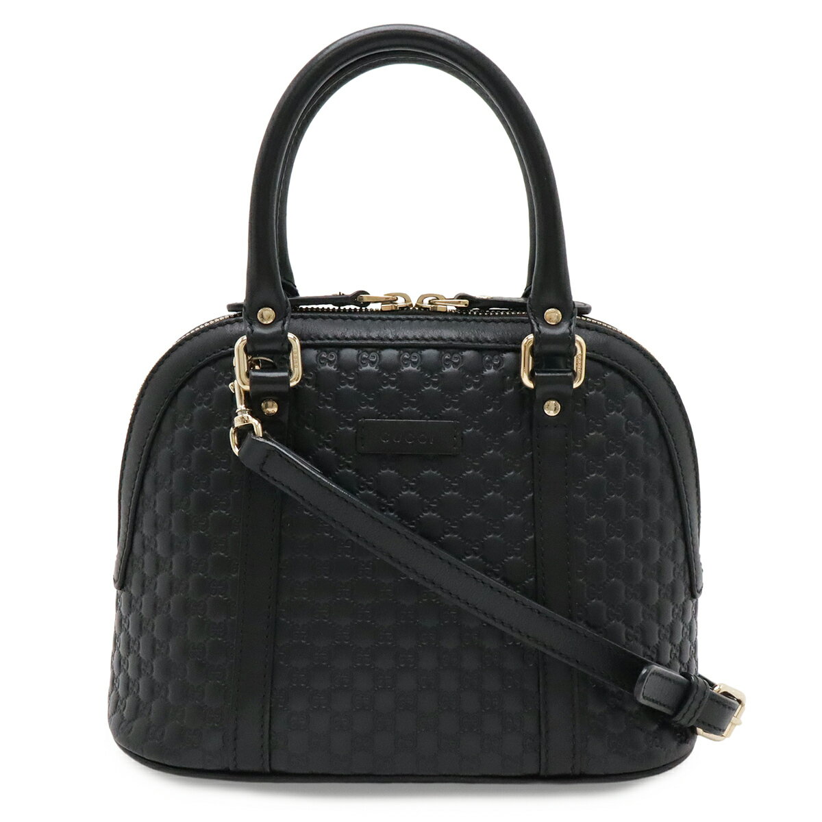 樂天商城 - GUCCI グッチ マイクログッチシマ ハンドバッグ ミニバッグ 2WAY ショルダーバッグ レザー ブラック 黒 ゴールド金具 アウトレット品 449654 【中古】