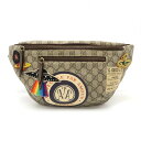 GUCCI グッチ GGスプリーム クーリエ シェリーライン ベルトバッグ ウエストバッグ アップリケ PVC カーキベージュ マルチカラー 529711 【中...