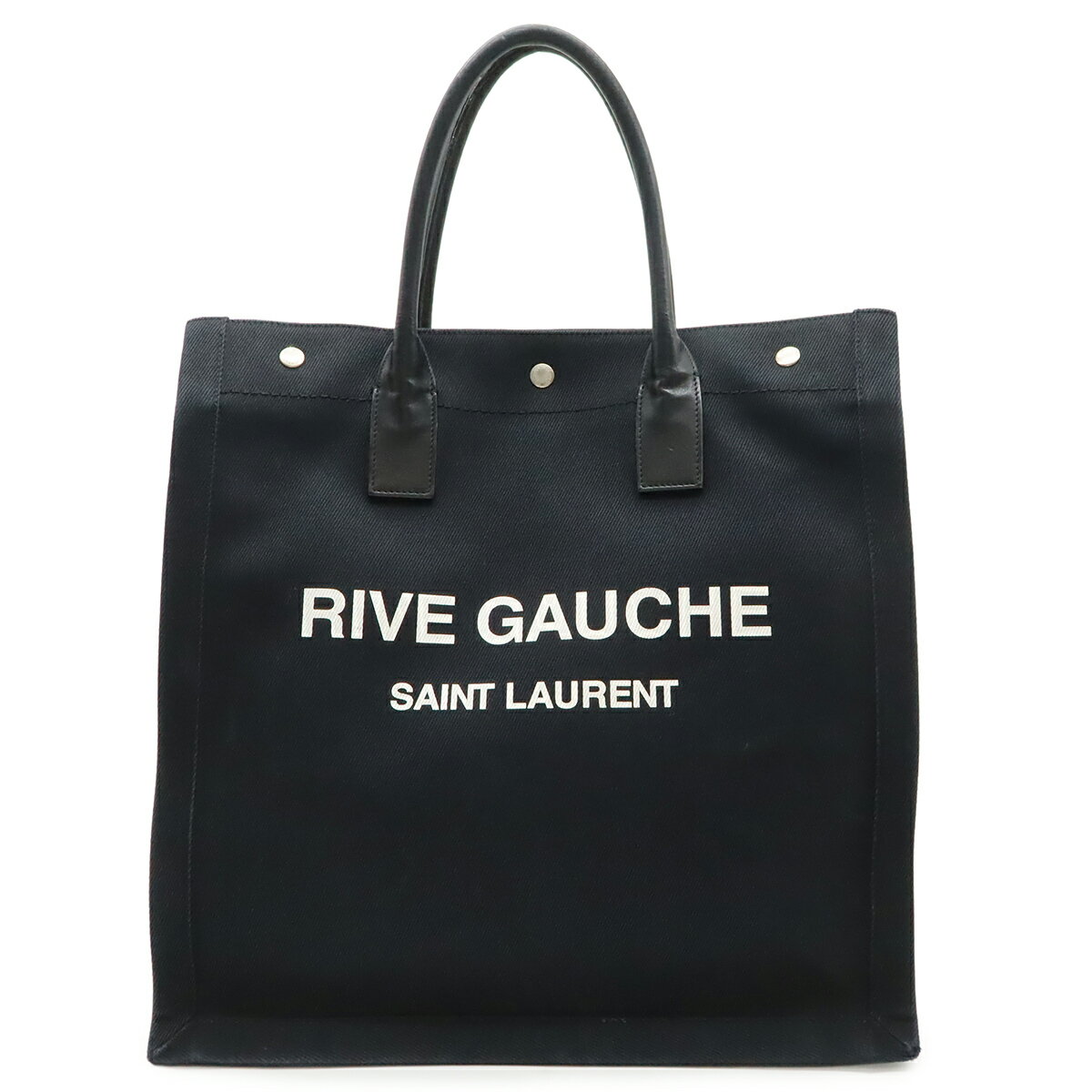 SAINT LAURENT PARIS サン ローラン パリ YSL イブサンローラン RIVE GAUCHE カバ リヴ ゴーシュ トートバッグ キャンバス レザー ブラック 632539 【中古】