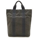 HERMES エルメス エールライン カバス トートバッグ 縦長 キャンバス グレー ブラック 黒 【中古】