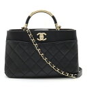 CHANEL シャネル マトラッセ ココマーク ハンドバッグ 2WAY チェーンショルダー ショルダーバッグ レザー ブラック 黒 ゴールド金具 【中古】