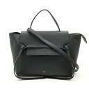 CELINE セリーヌ ベルトバッグ ミニ ハンドバッグ 2WAY ショルダーバッグ レザー ブラック 黒 ゴールド金具 176103 【中古】