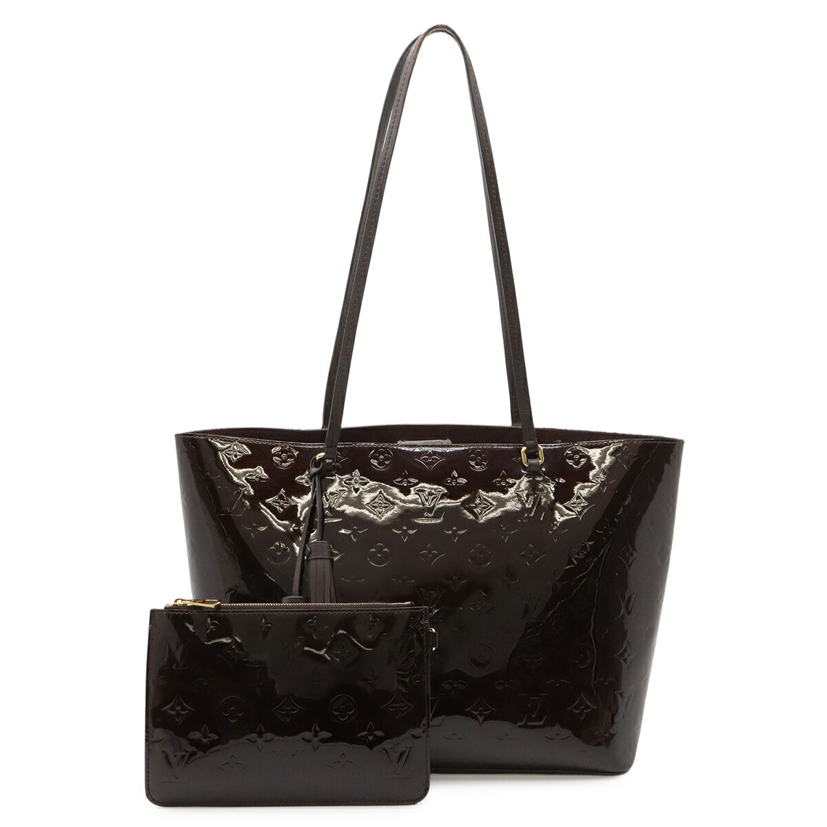 LOUIS VUITTON ルイ ヴィトン モノグラムヴェルニ ロングビーチ MM トートバッグ ショルダーバッグ エナメルカーフ アマラント M90475 【中古】